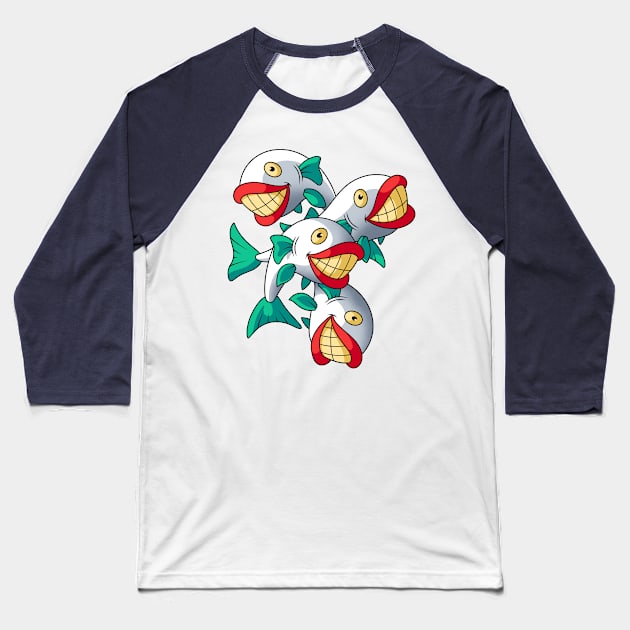 Smiling Fish Baseball T-Shirt by BTAF